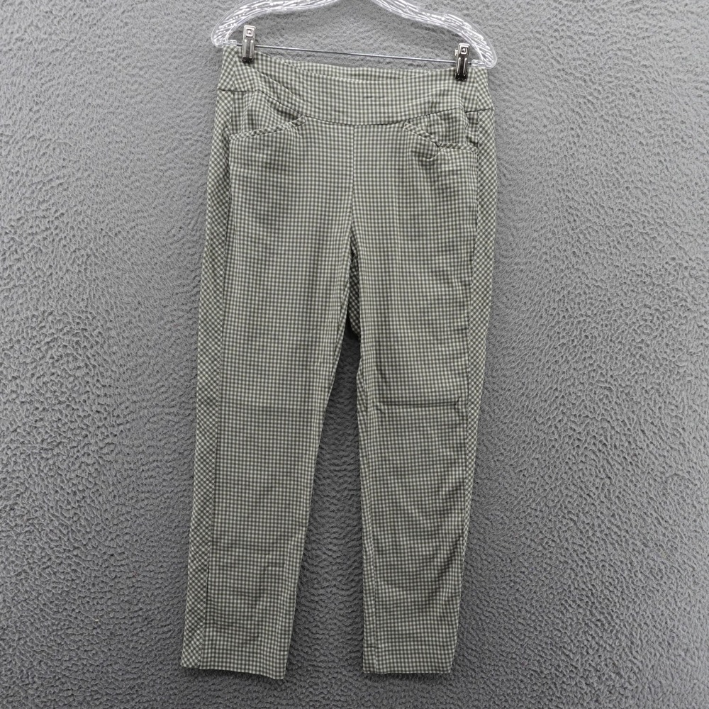 Chicos Perfect Stretch Gingham Check Ankle Pants Size 0.5 US 6 Green White Women